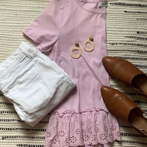 SOLD [J Crew] Lilac Peplum Eyelet Top, S